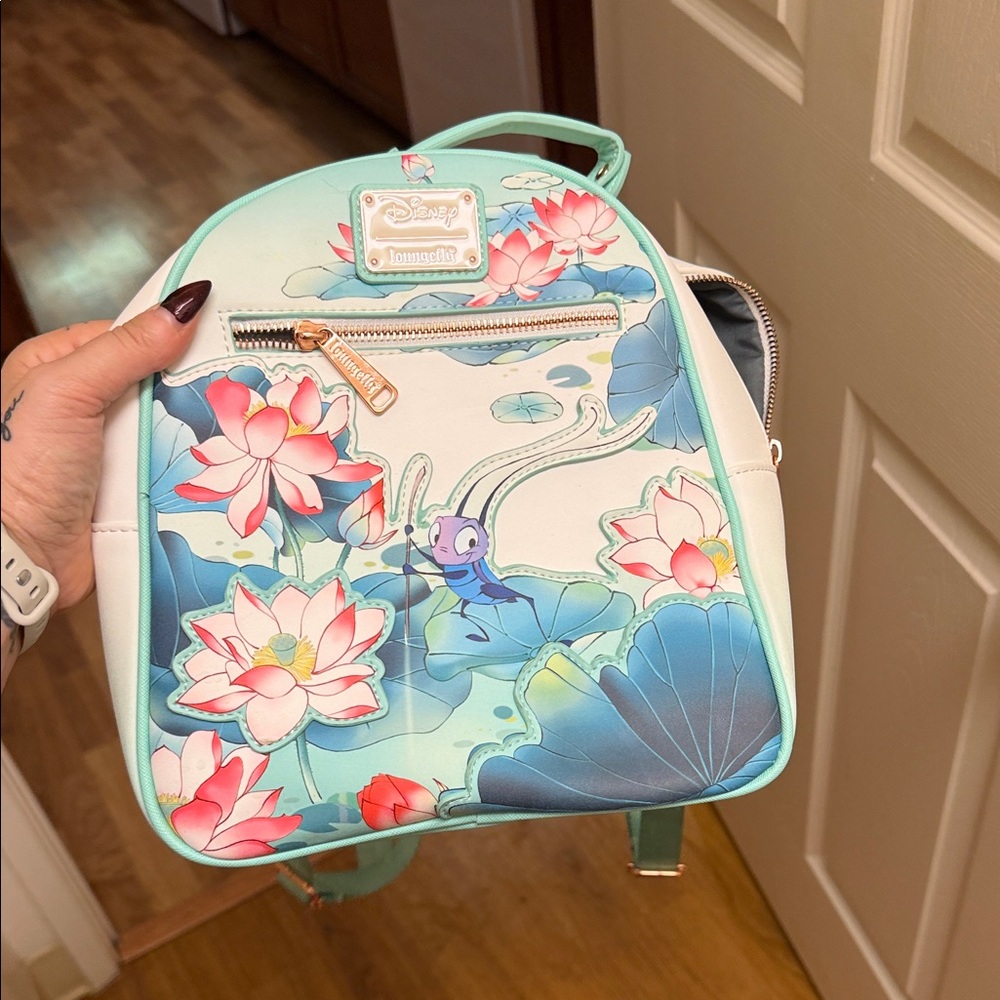 Loungefly Disney Lotus Blossom Backpack - Mint and Pink